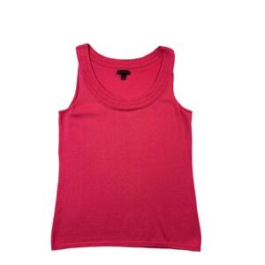Talbots Tank Top Womens XS Pink Sleeveless Textured Knit Around Neck Preppy Chic